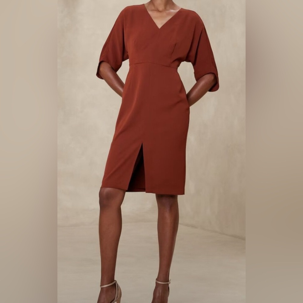 Banana Republic Factory Knee-Length Sheath Dress burnt caramel NWT 6 $110